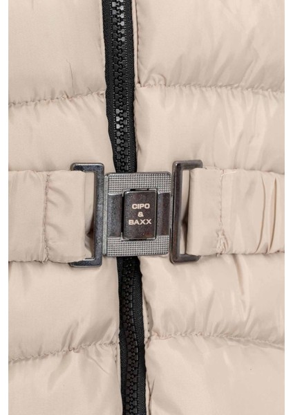 WM132 Kürklü Bej Kadın Şişme Mont modelleri