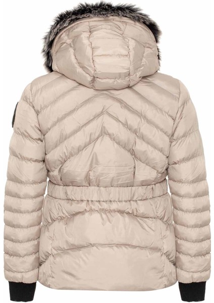 WM132 Kürklü Bej Kadın Şişme Mont indirimleri