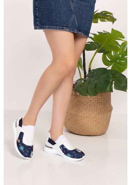 Lacivert Renk Gezegen Desenli Streç Ortopedik Spor Ayakkabı fiyatları