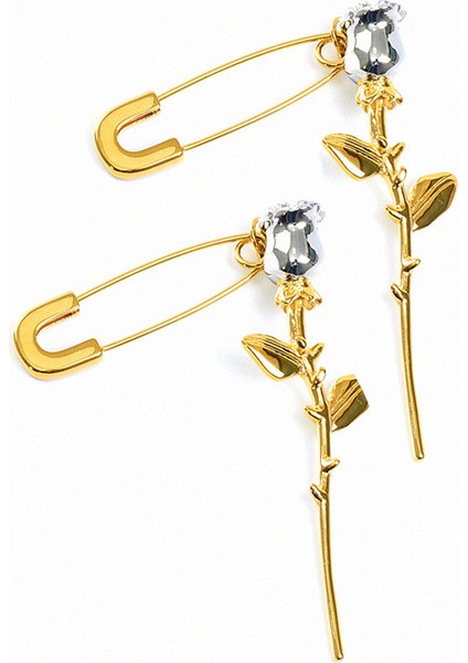 Gül Figürlü Titanyum Çelik Küpe - Altın (Yurt Dışından)