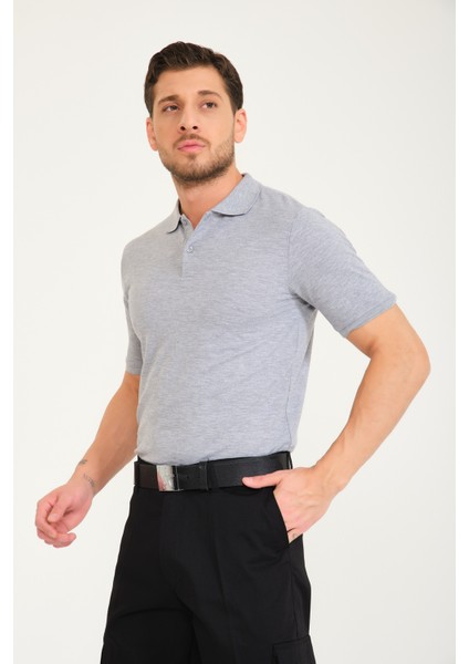 Gri Polo Yaka Yazlık T-Shırt