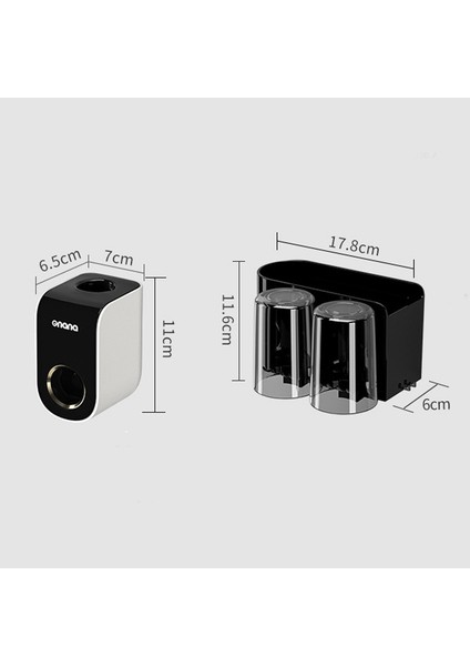 Banyo İçin Duvara Monte Diş Macunu Dispenserli Diş Fırçası Tutacağı - Siyah (Yurt Dışından)