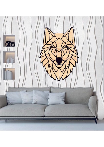 Ahşap Kurt Temalı Duvar Tablo 40X29