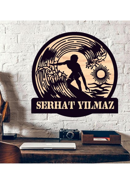 Sörf Diz Sporu Ahşap Duvar Tablo