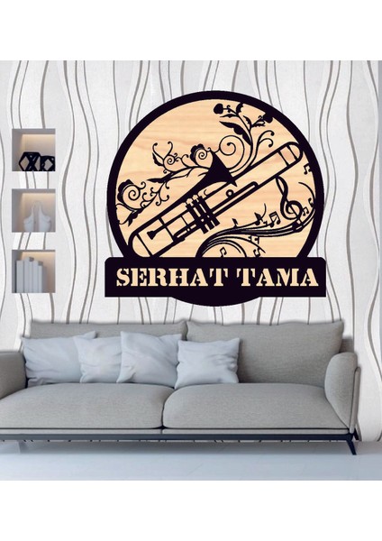 Saksafon Müzik Sanat Temalı Ahşap Duvar Tablo