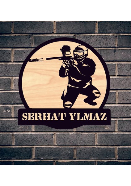 Kişiye Özel Paintball Oyun Temalı Ahşap Duvar Tablo fiyatları