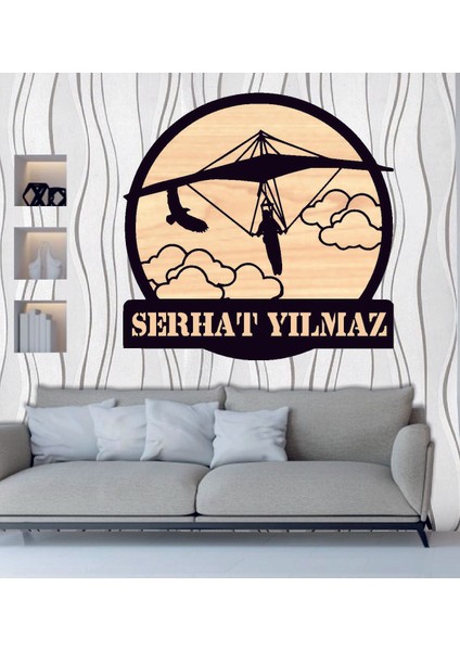 Rüzgar Planörü Paraşüt Temalı Ahşap Duvar Tablo fiyatları