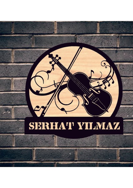 Kişiye Özel Keman Müzik Temalı Ahşap Duvar Tablo modelleri