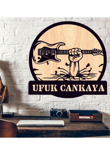 Kişiye Özel Elektro Gitar Müzik Temalı Ahşap Duvar Tablo fiyatları