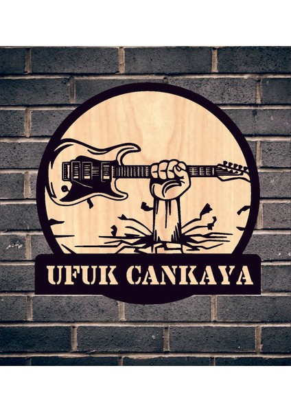 Kişiye Özel Elektro Gitar Müzik Temalı Ahşap Duvar Tablo modelleri