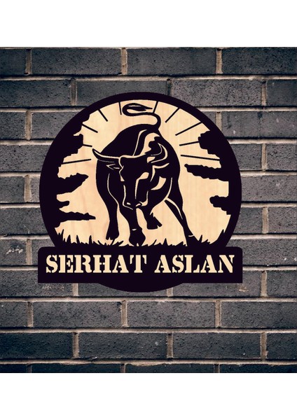 Kişiye Özel Kızgın Boğa Burç Temalı Ahşap Duvar Tablo modelleri