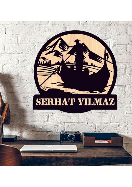 Kişiye Özel Kayık Balıkçı Doğa Temalı Ahşap Duvar Tablo fiyatları