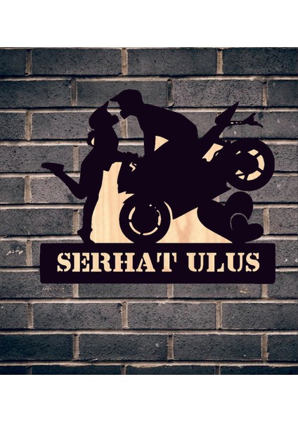 Kişiye Özel Motorcu Couple Motorcycle Ahşap Duvar Tablo modelleri