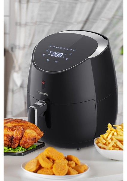 Luxfry 2000 Watt Yüksek Güç 6,4 Litre Geniş Xxl Dokunmatik Airfryer Yağsız Sıcak Hava Fritözü