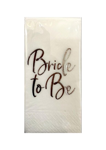 Gümüş Yaldızlı Beyaz Bride To Be Peçete 16 Lı