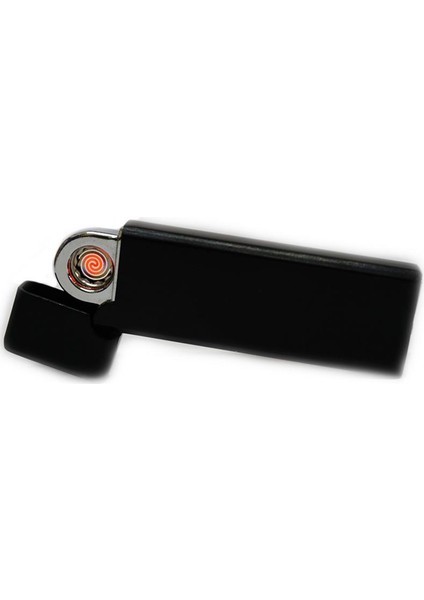 Alevsiz Elektronik Tungsten Kızdırmalı Çakmak USB Şarjlı Siyah