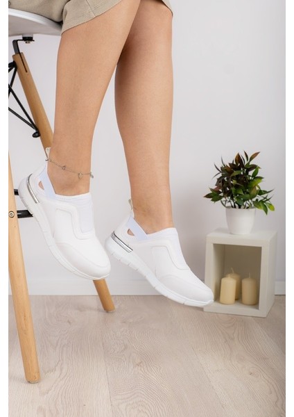 Beyaz Aynalı Streç Ortopedik Spor Ayakkabı fiyatları