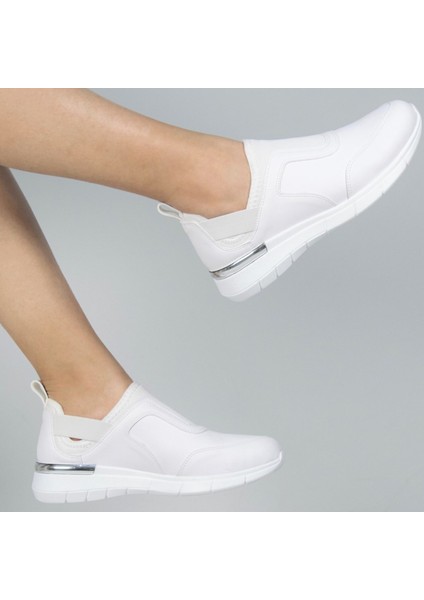 Beyaz Aynalı Streç Ortopedik Spor Ayakkabı fırsatları