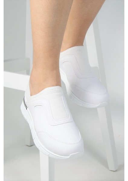 Beyaz Aynalı Streç Ortopedik Spor Ayakkabı indirimleri