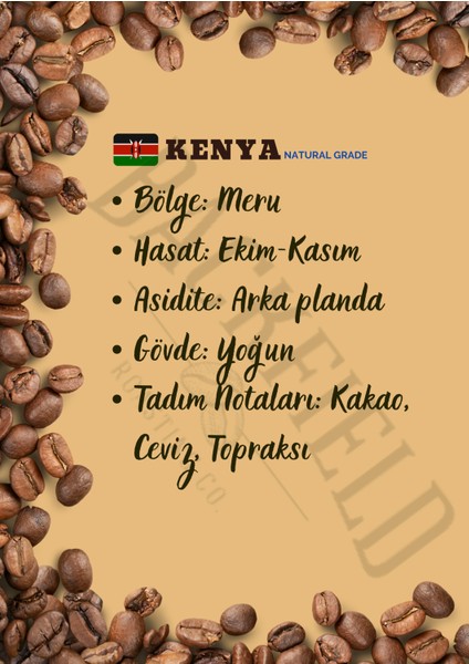 Kenya Natural Grade Çekirdek Kahve 250 gr fiyatları