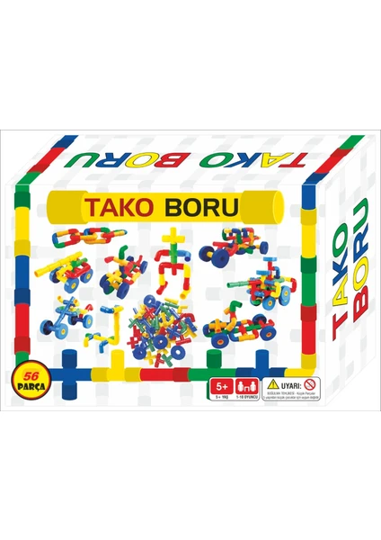 Tako Borular 56 Parça Renkli Eğitici Boru LEGO Oyunu