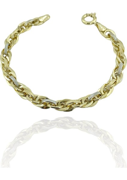 Efsane İki Renkli Günlük Taşsız Hallow Altın Bileklik