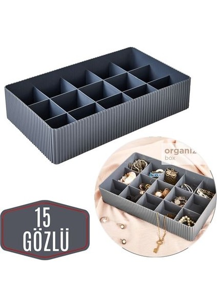 Chaperon 15 Gözlü Takı ve Çekmece Organizer Gri