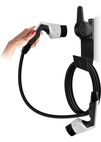Type2 Ev Holderand Hanger''grey''/elektrikli Araç Tip2 Soket Uyumlu Kablo Toparlayıcı ve Metal Askı