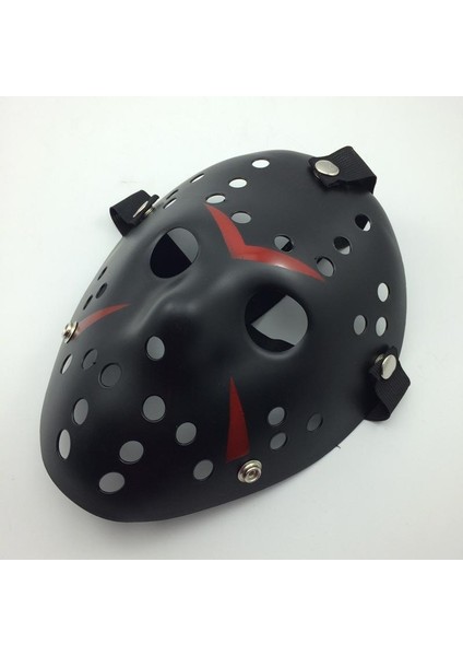 Siyah Renk Kırmızı Çizgili Tam Yüz Hokey Jason Maskesi Hannibal Maskesi fiyatları