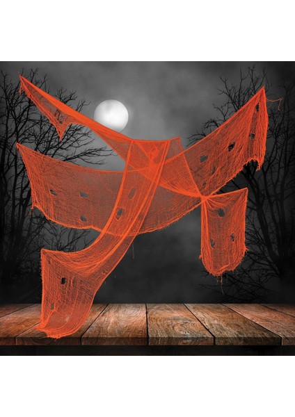 Parti Aksesuar Turuncu Renk Ürpertici Dekor Perde 72X190 cm