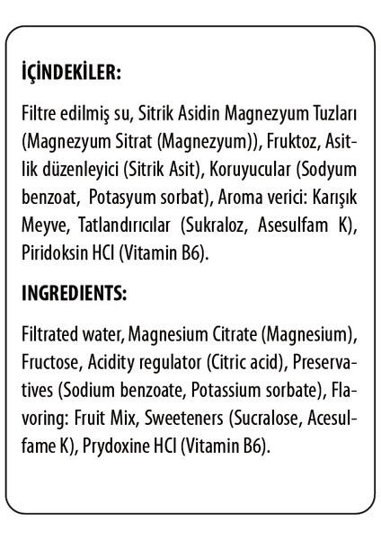 Magnesium Liquid 250 mg 20 Adet Magnezyum Shot