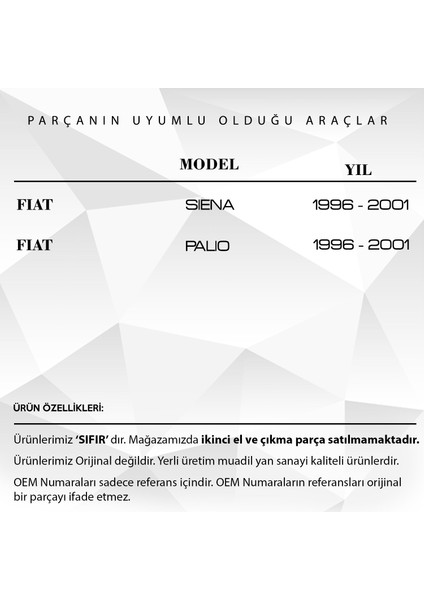 DNC Auto Part Fiat Palio Siena Için Cam Açma Düğme Kapağı