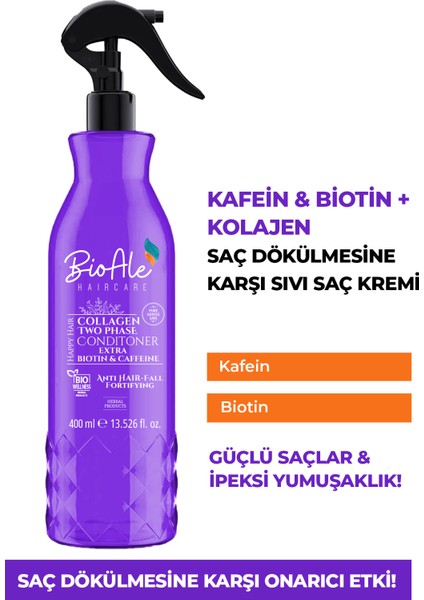 BioAle Saç Dökülmelerine Karşı Sıvı Krem +Biotin+Kafein 400 ml