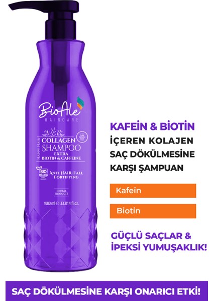 Saç Dökülmelerine Karşı Kolajen+Biotin +Kafein 1000 ml