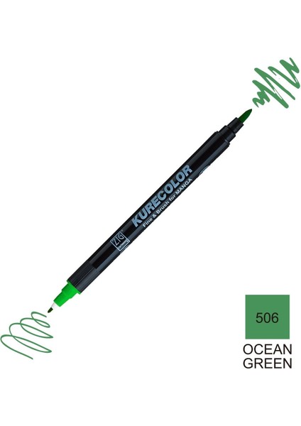 Kurecolor Mangaka Fine&brush Çift Taraflı Kalem CNKC-2200 No 506 Ocean Green