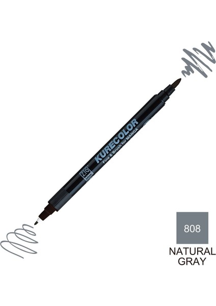 Kurecolor Mangaka Fine&brush Çift Taraflı Kalem CNKC-2200 No 808 Natural Gray