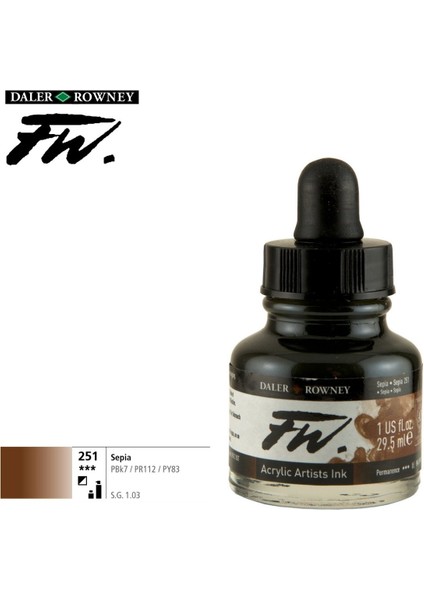 Likit Akrilik (Pistole) Mürekkebi Fw Ink 29.5ml 251 Sepia