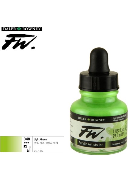 Likit Akrilik (Pistole) Mürekkebi Fw Ink 29.5ml 348 Light Green