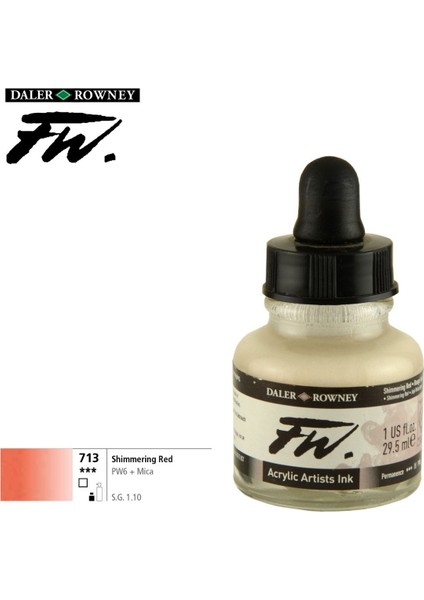 Likit Akrilik (Pistole) Mürekkebi Fw Ink 29.5ml 713 Shimmering Red