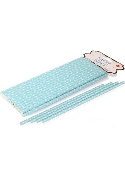 Pipet Beyaz Puantiyeli Mavi Kağıt - 25'li 19.5 cm