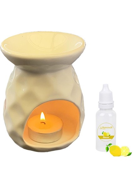 Seramik Ananas Model Buhurdanlık ve Limon Kokusu 8X9X12 cm