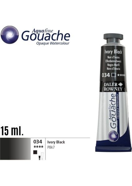 Aquafine Guaj Boya Tüp 15ML 034 Ivory Black