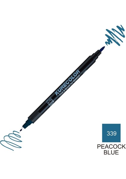 Kurecolor Mangaka Fine&brush Çift Taraflı Kalem CNKC-2200 No 339 Peacock Blue