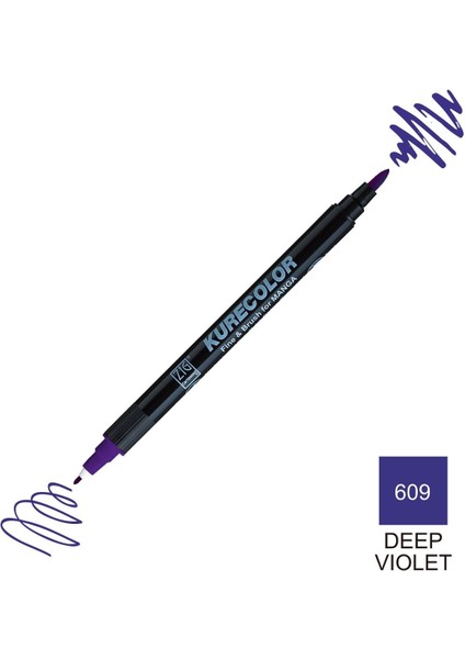 Kurecolor Mangaka Fine&brush Çift Taraflı Kalem CNKC-2200 No 609 Deep Violet