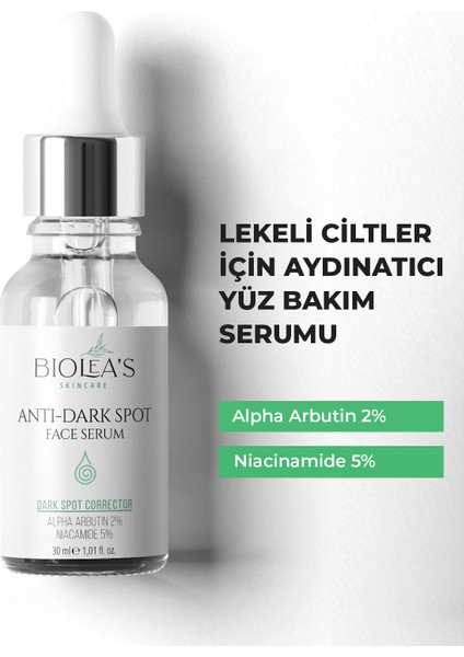 Lekeli Ciltler Için Aydınlatıcı Yüz Bakım Serumu Niacinamide 5% + Alpha Arbutin 2% 30 ml