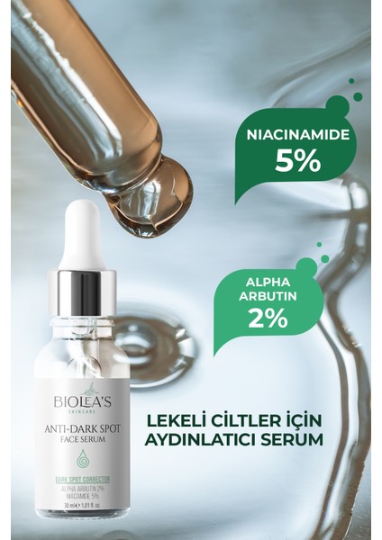 Lekeli Ciltler Için Aydınlatıcı Yüz Bakım Serumu Niacinamide 5% + Alpha Arbutin 2% 30 ml