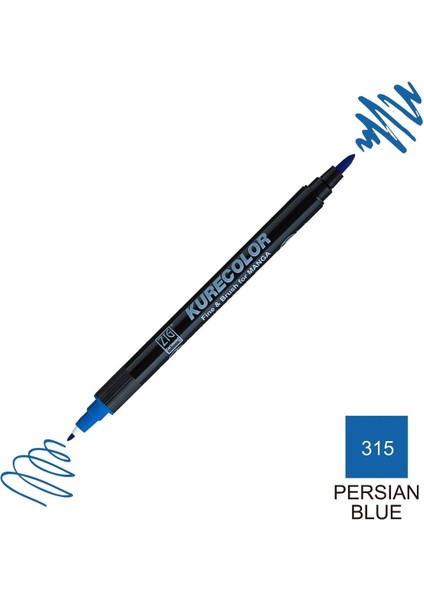 Kurecolor Mangaka Fine&brush Çift Taraflı Kalem CNKC-2200 No 315 Persian Blue