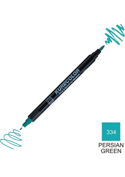 Kurecolor Mangaka Fine&brush Çift Taraflı Kalem CNKC-2200 No 334 Persian Green