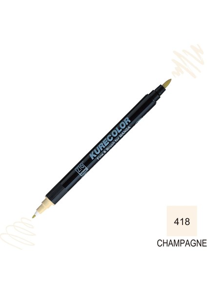 Kurecolor Mangaka Fine&brush Çift Taraflı Kalem CNKC-2200 No 418 Champagne