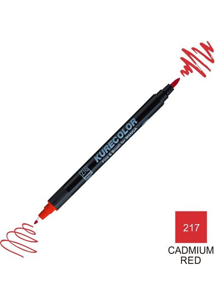 Kurecolor Mangaka Fine&brush Çift Taraflı Kalem CNKC-2200 No 217 Cadmium Red